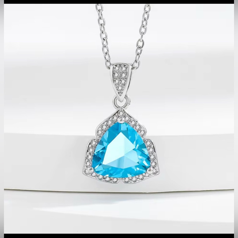 Radiant Blue and S925 Stamp Silver Necklace